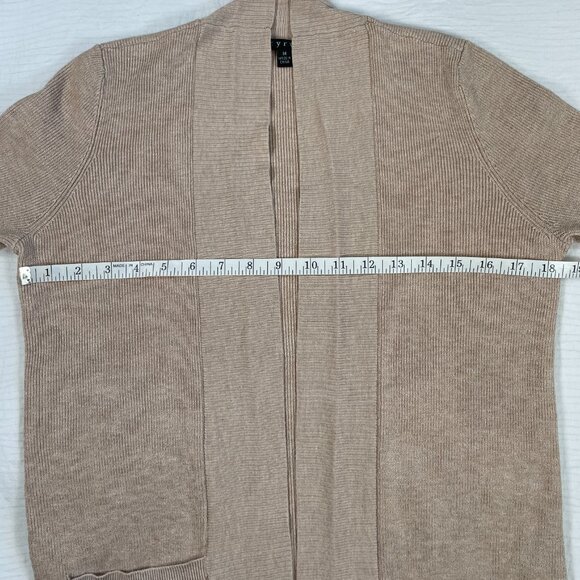 Cyrus Cardigan Sweater Open Front Front Pockets Vented Sides Tan Women's Size M - Picture 8 of 16
